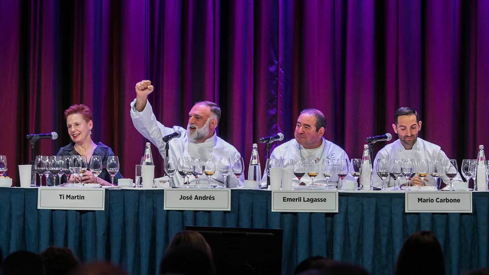 Restaurateur Ti Martin and chefs José Andrés, Emeril Lagasse and Mario Carbone